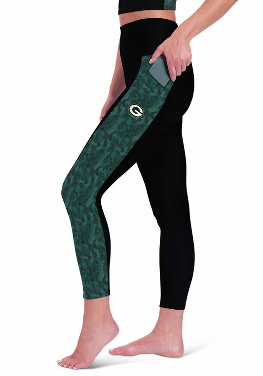 Green Bay Packers NFL High Waisted Leggings for Women - Black