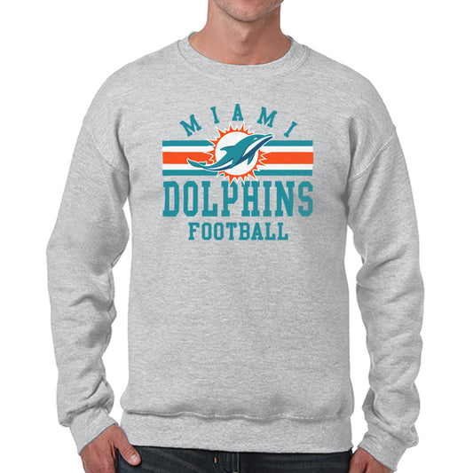 Miami Dolphins NFL Team Stripe Crew Sweatshirt - Sport Gray