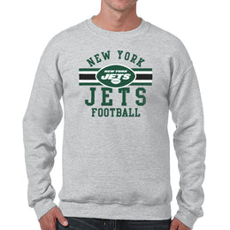 New York Jets NFL Team Stripe Crew Sweatshirt - Sport Gray