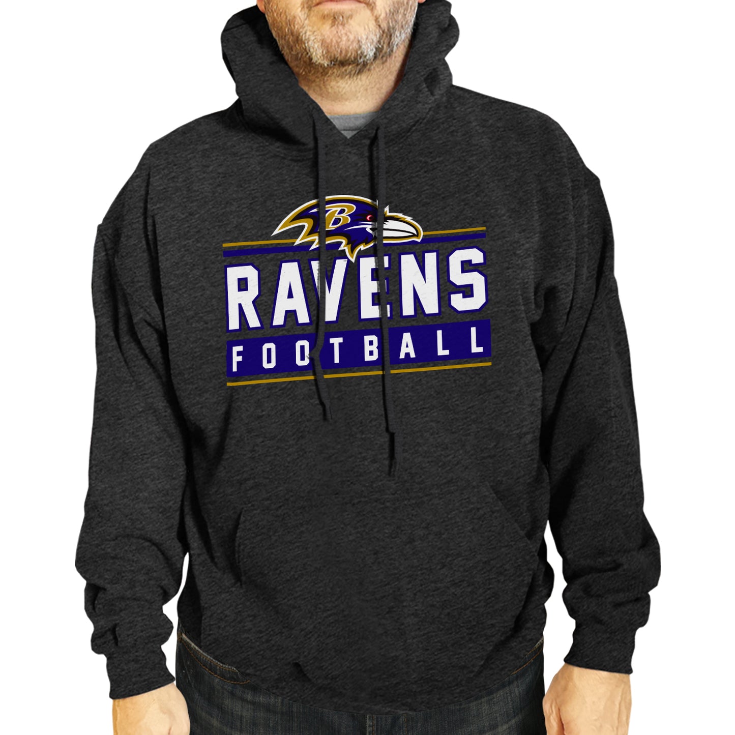 Baltimore Ravens NFL Adult True Fan Hooded Charcoal Sweatshirt - Charcoal