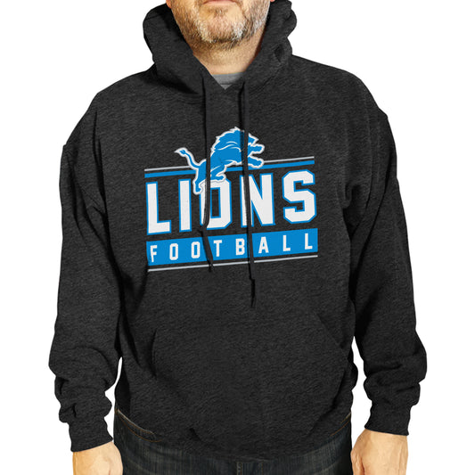 Detroit Lions NFL Adult True Fan Hooded Charcoal Sweatshirt - Charcoal