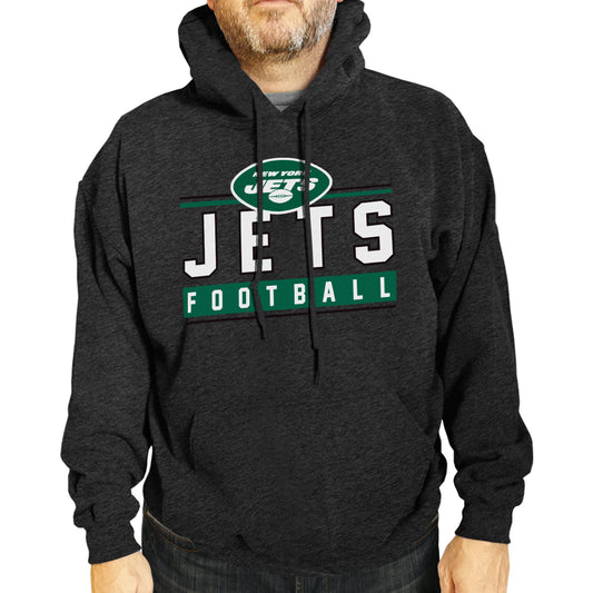 New York Jets NFL Adult True Fan Hooded Charcoal Sweatshirt - Charcoal