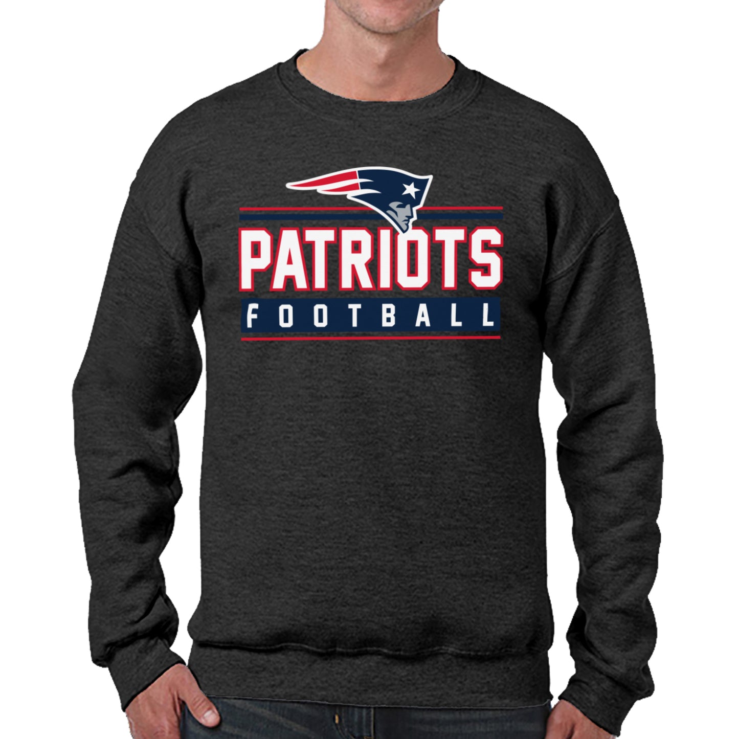 New England Patriots NFL Adult True Fan Crewneck Sweatshirt - Charcoal