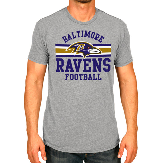 Baltimore Ravens NFL Adult Short Sleeve Team Stripe Tee - Sport Gray