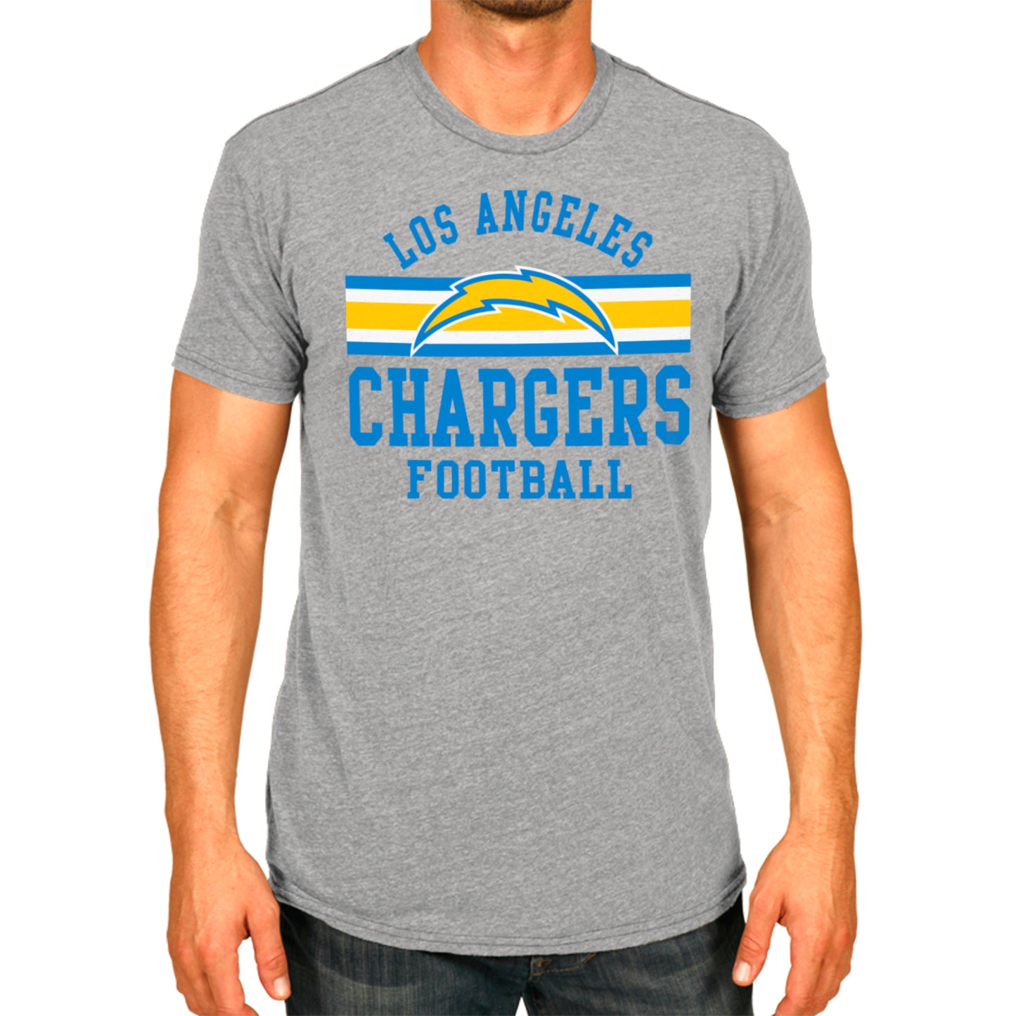 Los Angeles Chargers NFL Adult Short Sleeve Team Stripe Tee - Sport Gray
