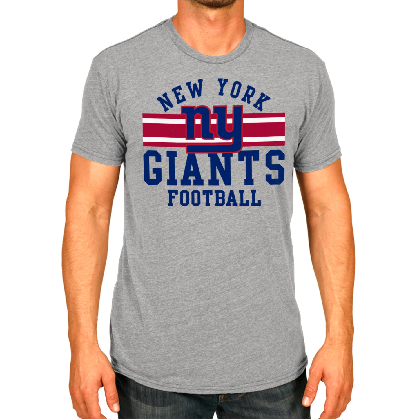 New York Giants NFL Adult Short Sleeve Team Stripe Tee - Sport Gray