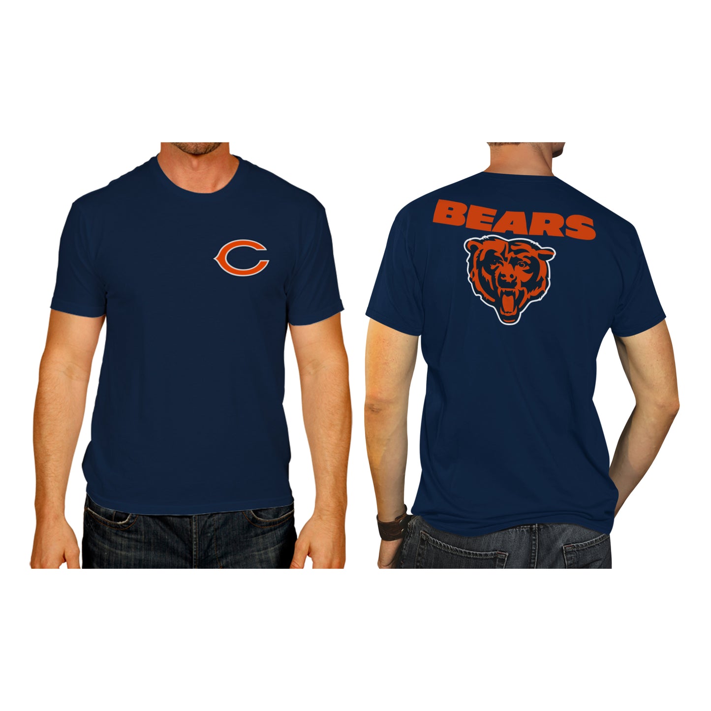 Chicago Bears NFL Pro Football Final Countdown Adult Cotton-Poly Short Sleeved T-Shirt For Men & Women - Navy