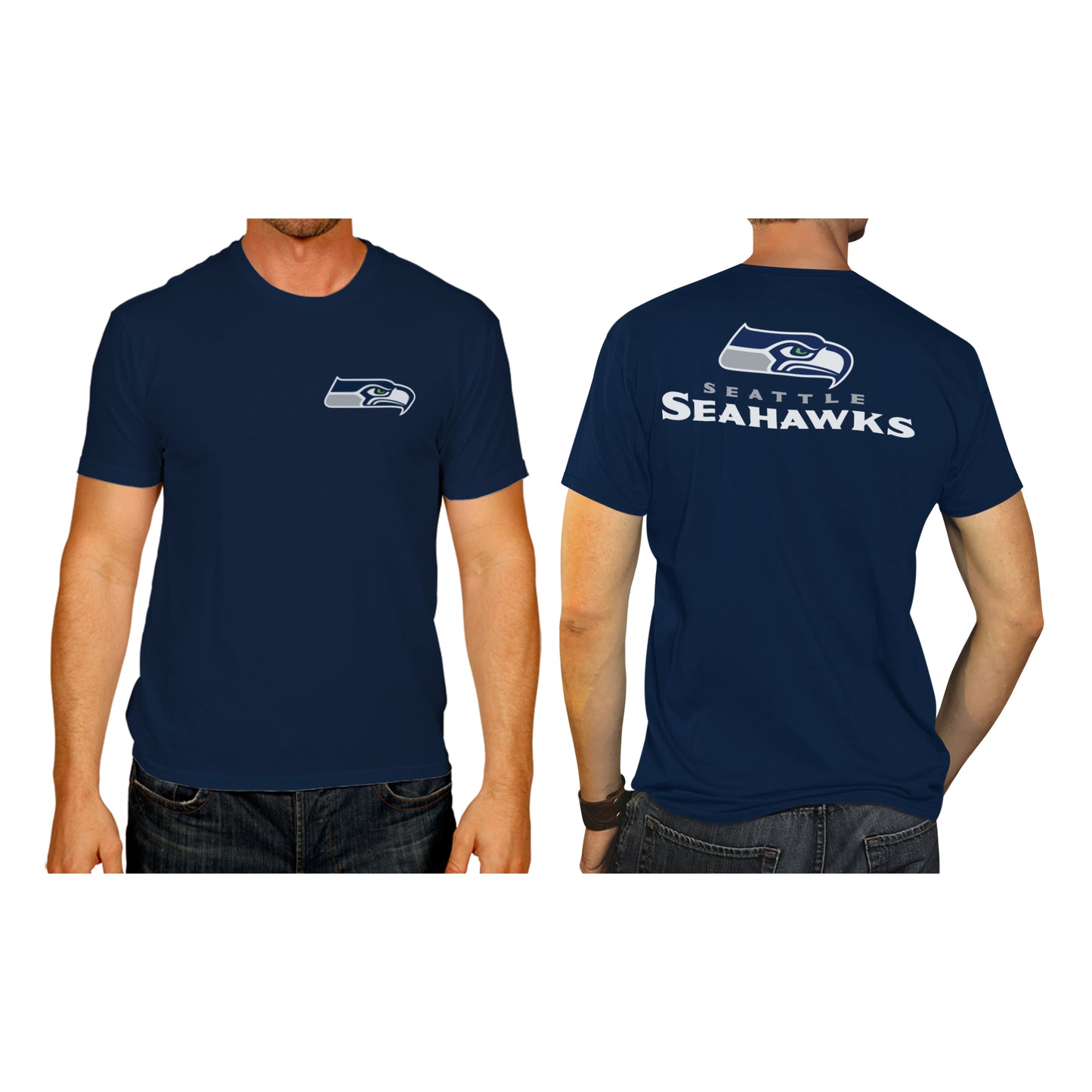 Seattle Seahawks NFL Pro Football Final Countdown Adult Cotton-Poly Short Sleeved T-Shirt For Men & Women - Navy