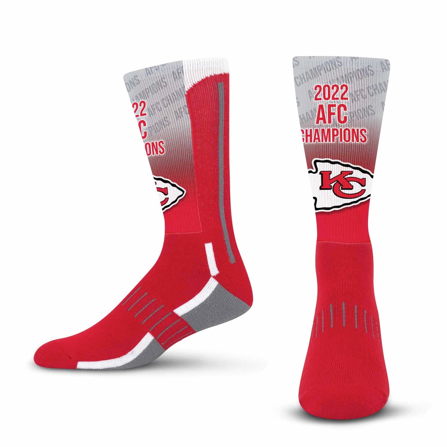 Kansas City Chiefs Adult NFL Phenom Curve 2022 Conference Champs Crew Socks - Red