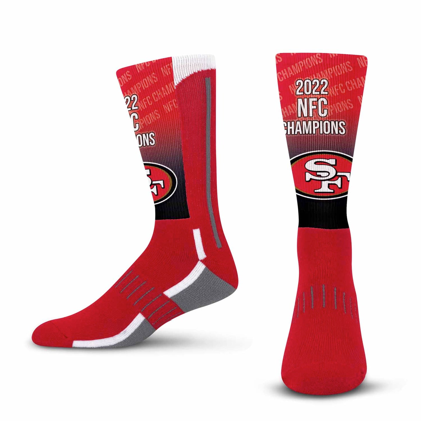 San Francisco 49ers Adult NFL Phenom Curve 2022 Conference Champs Crew Socks - Red