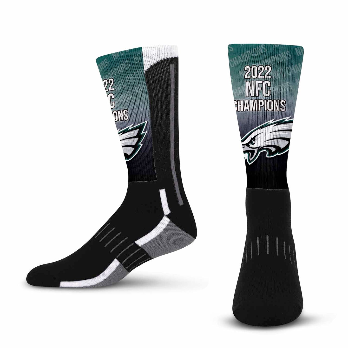 Philadelphia Eagles Youth NFL Phenom Curve 2022 Conference Champs Crew Socks - Black