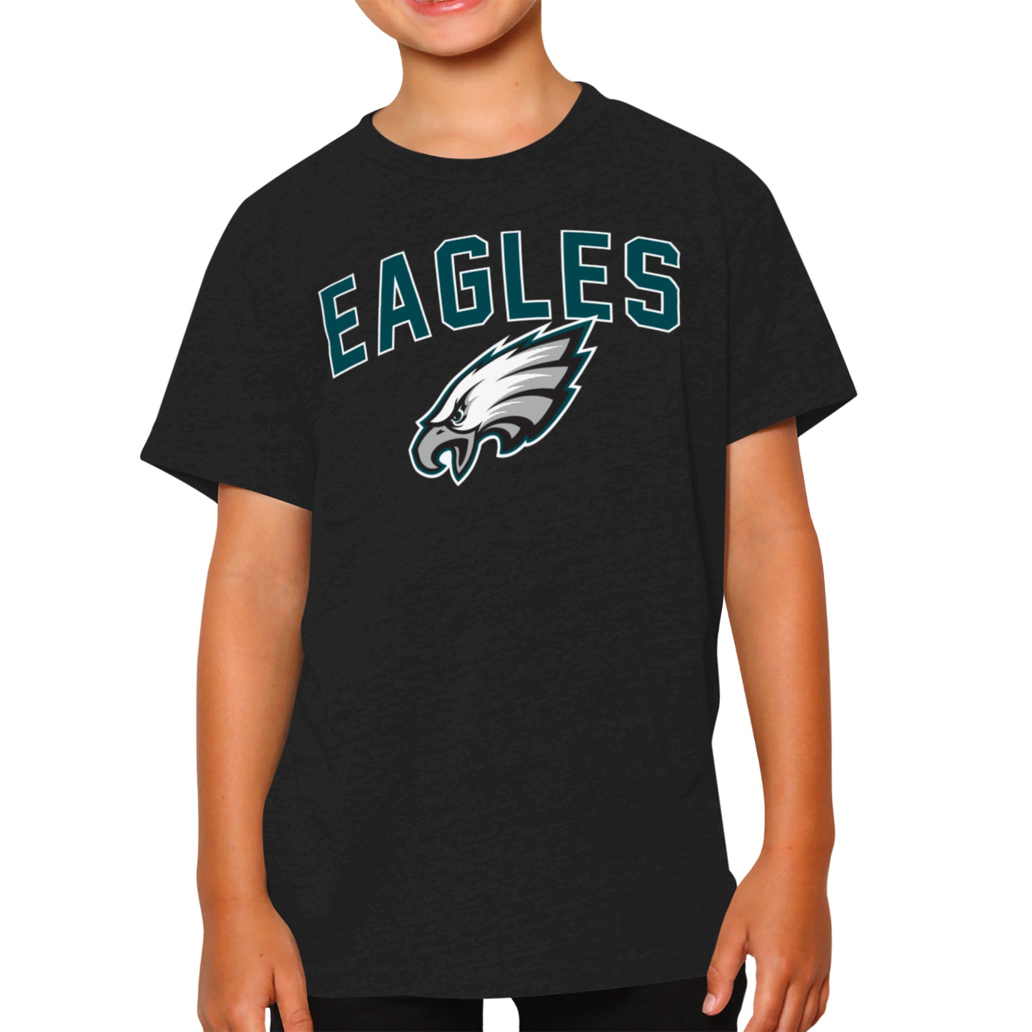 Philadelphia Eagles NFL Youth Home Team Tee- Youth Pro Football T-Shirt For Boys & Girls Kids clothes - Black