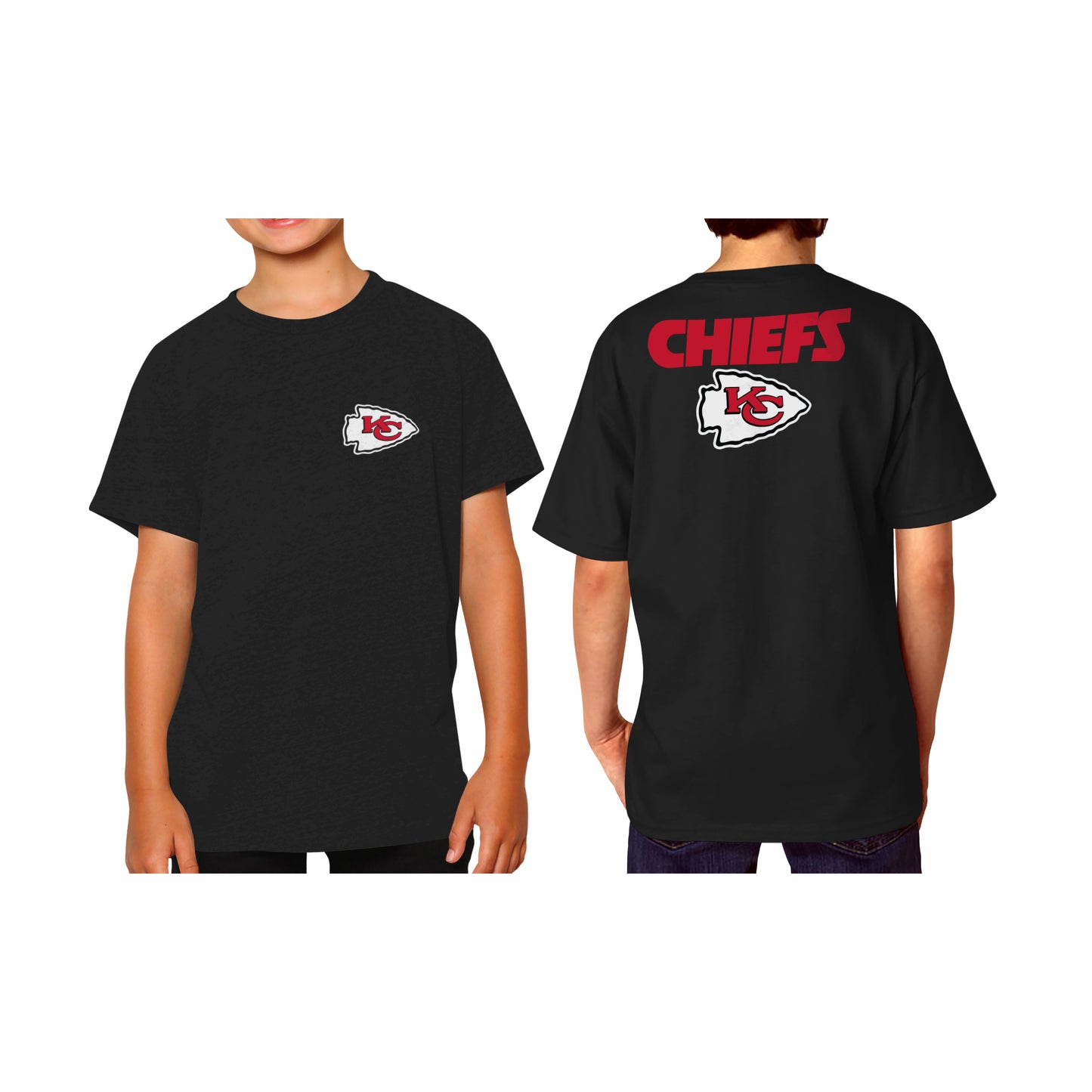 Kansas City Chiefs Team Fan Apparel NFL Youth Final Countdown Tee- Pro Football T-Shirt For Boys & Girls - Black