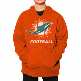 Miami Dolphins NFL Youth Run City Hoodie- Kids Pro Football Pullover Sweatshirt- Officially Licensed - Orange