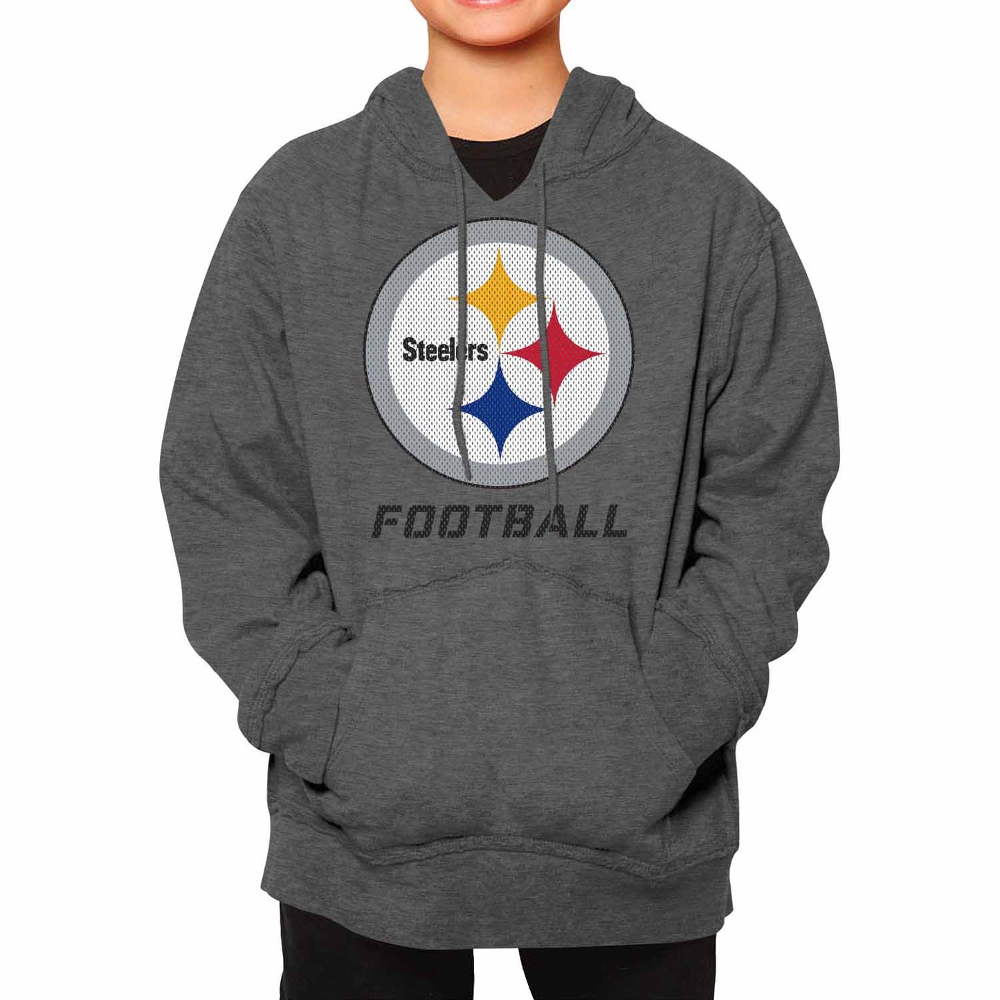 Pittsburgh Steelers NFL Youth Run City Hoodie- Kids Pro Football Pullover Sweatshirt Kids Clothes - Sport Gray