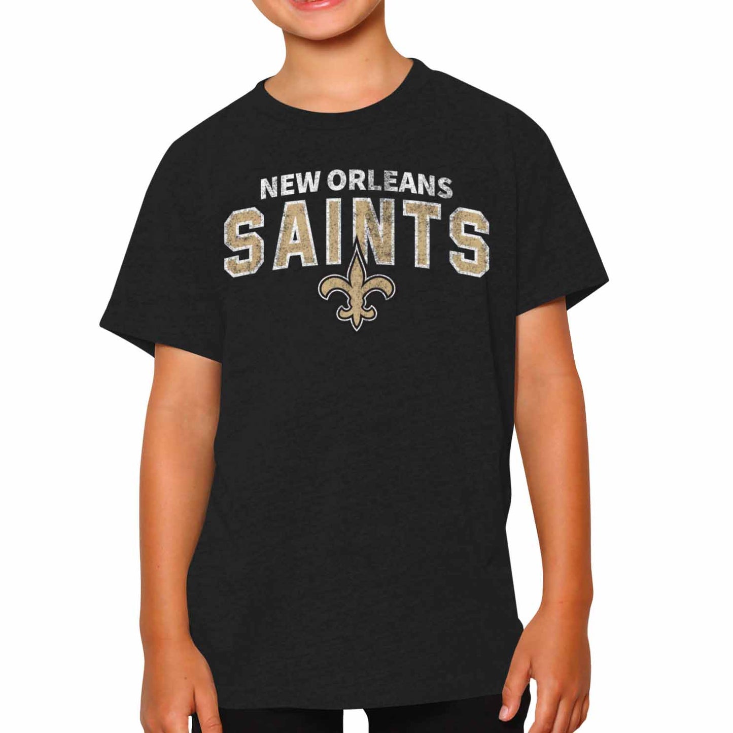 New Orleans Saints NFL Youth Starting Fresh Tee- Pro Football Tag-Less T-Shirt For Boys & Girls - Black