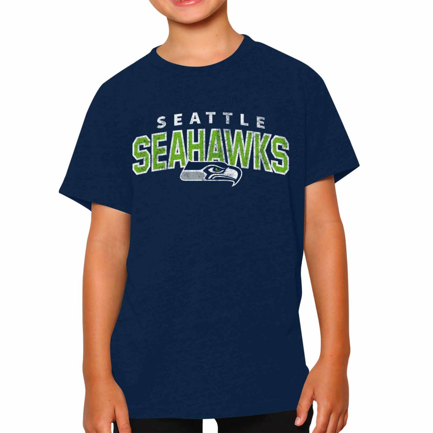 Seattle Seahawks NFL Youth Starting Fresh Tee- Pro Football Tag-Less T-Shirt For Boys & Girls - Navy