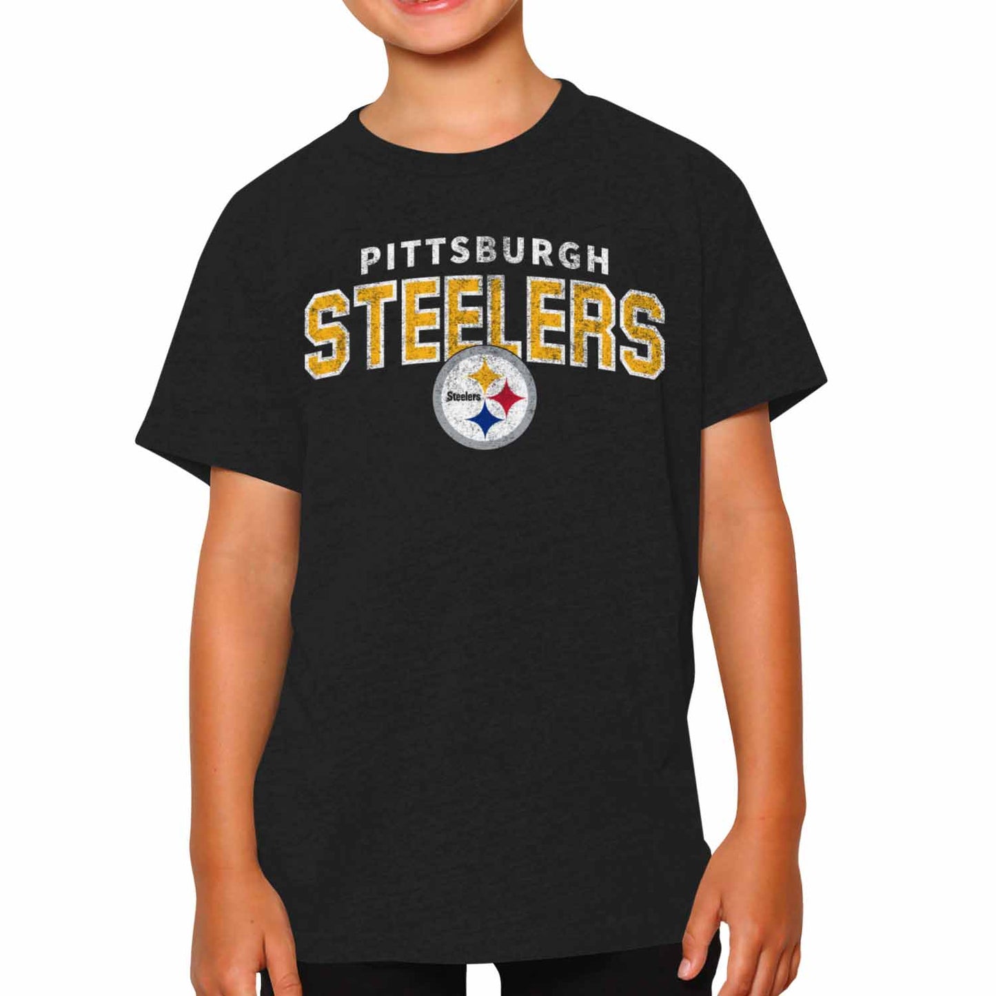 Pittsburgh Steelers NFL Youth Starting Fresh Tee- Pro Football Tag-Less T-Shirt For Boys & Girls - Black