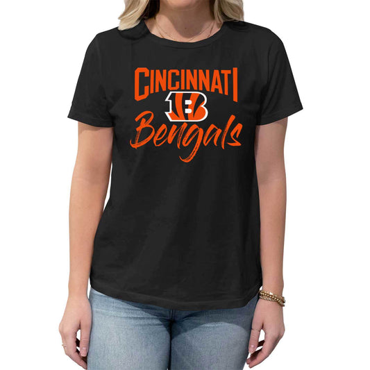 Cincinnati Bengals NFL Women's Paintbrush Relaxed Fit Unisex T-Shirt - Black
