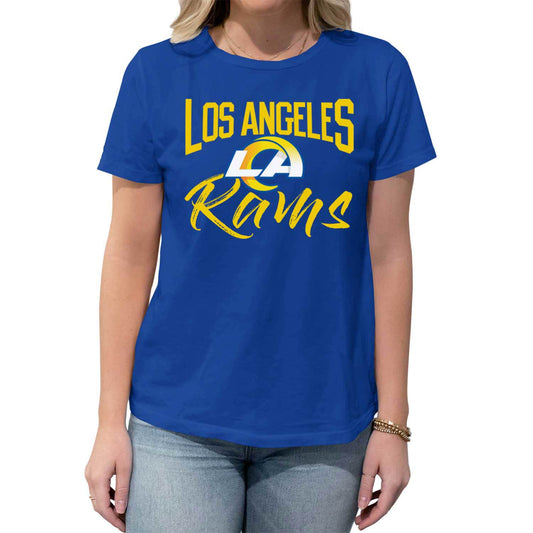 Los Angeles Rams NFL Women's Paintbrush Relaxed Fit Unisex T-Shirt - Royal