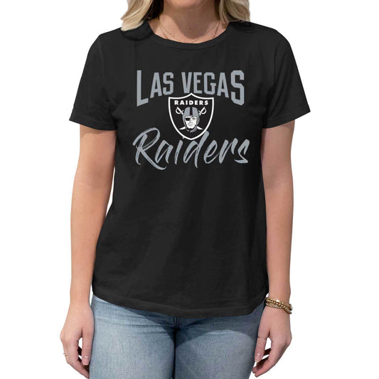 Las Vegas Raiders NFL Women's Paintbrush Relaxed Fit Unisex T-Shirt - Black