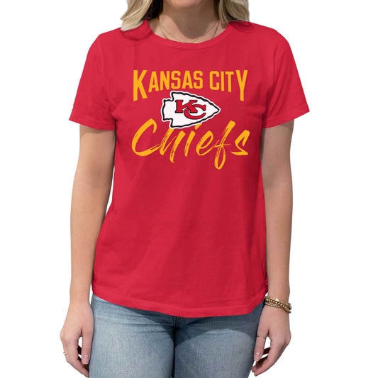 Kansas City Chiefs NFL Women's Paintbrush Relaxed Fit Unisex T-Shirt - Red