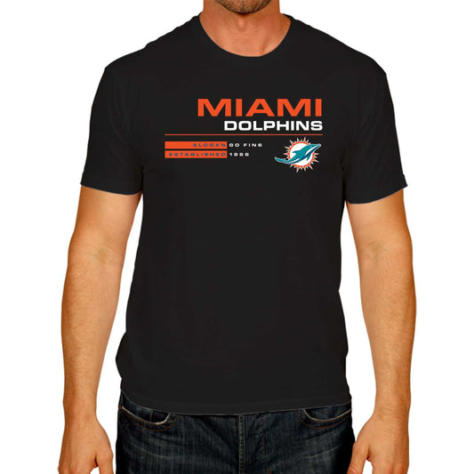 Miami Dolphins Adult NFL Speed Stat Sheet T-Shirt - Black