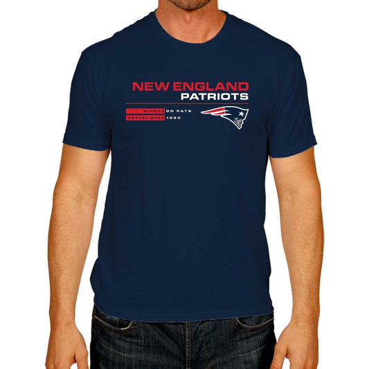 New England Patriots Adult NFL Speed Stat Sheet T-Shirt - Navy