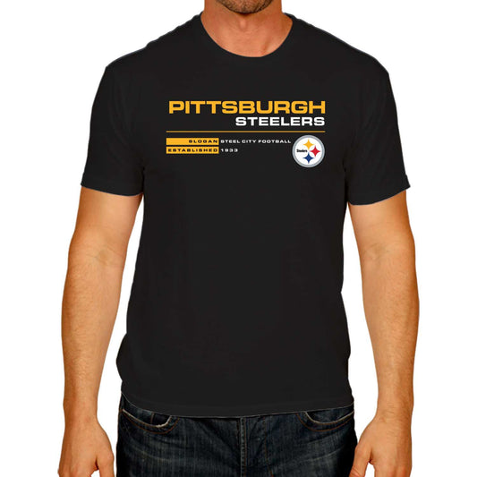 Pittsburgh Steelers Adult NFL Speed Stat Sheet T-Shirt - Black