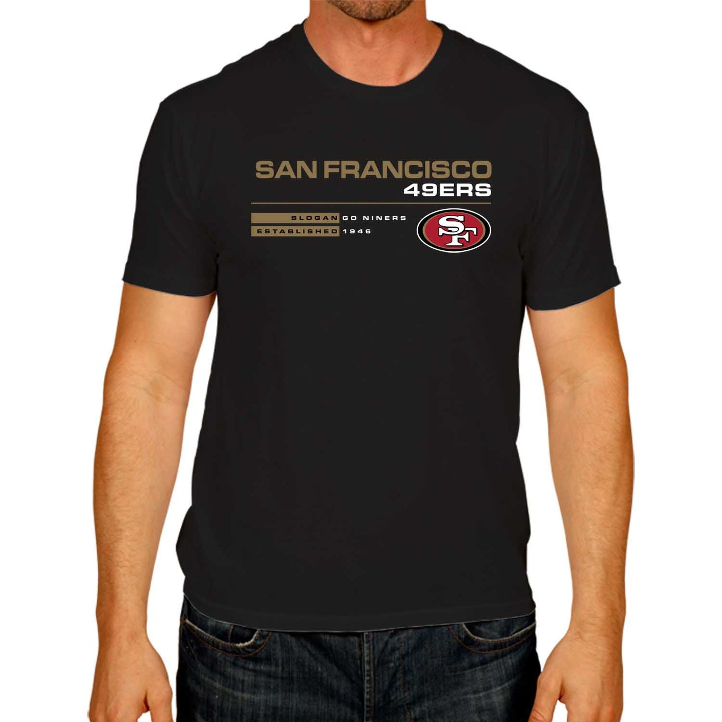 San Francisco 49ers Adult NFL Speed Stat Sheet T-Shirt - Black