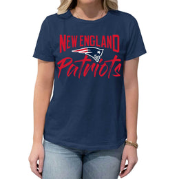 New England Patriots NFL Women's Paintbrush Fitted T-Shirt - Navy