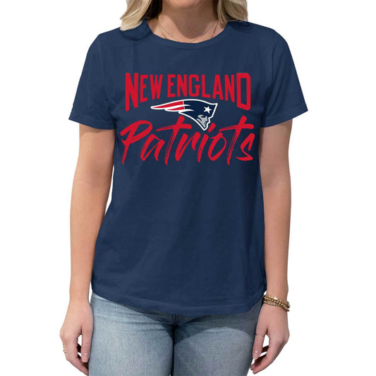 New England Patriots NFL Women's Paintbrush Relaxed Fit Unisex T-Shirt - Navy