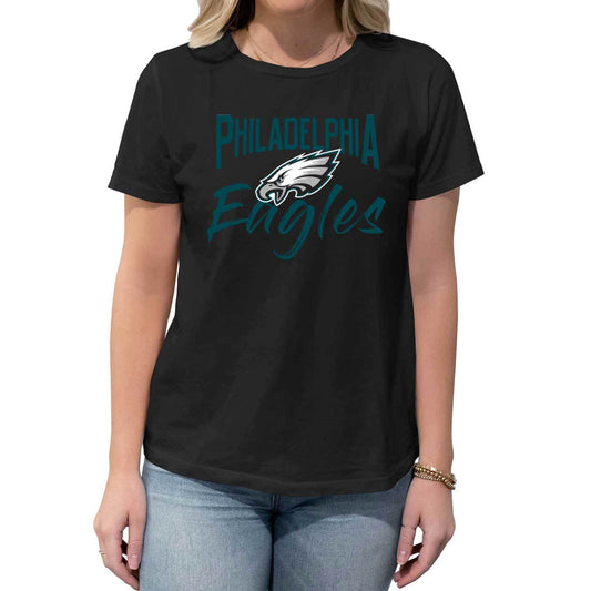 Philadelphia Eagles NFL Women's Paintbrush Relaxed Fit Unisex T-Shirt - Black