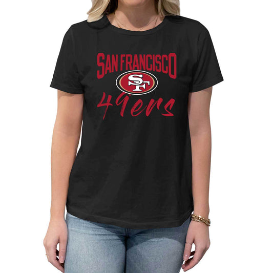 San Francisco 49ers NFL Women's Paintbrush Relaxed Fit Unisex T-Shirt - Black