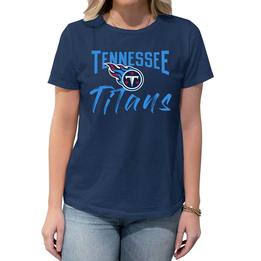 Tennessee Titans NFL Women's Paintbrush Relaxed Fit Unisex T-Shirt - Navy