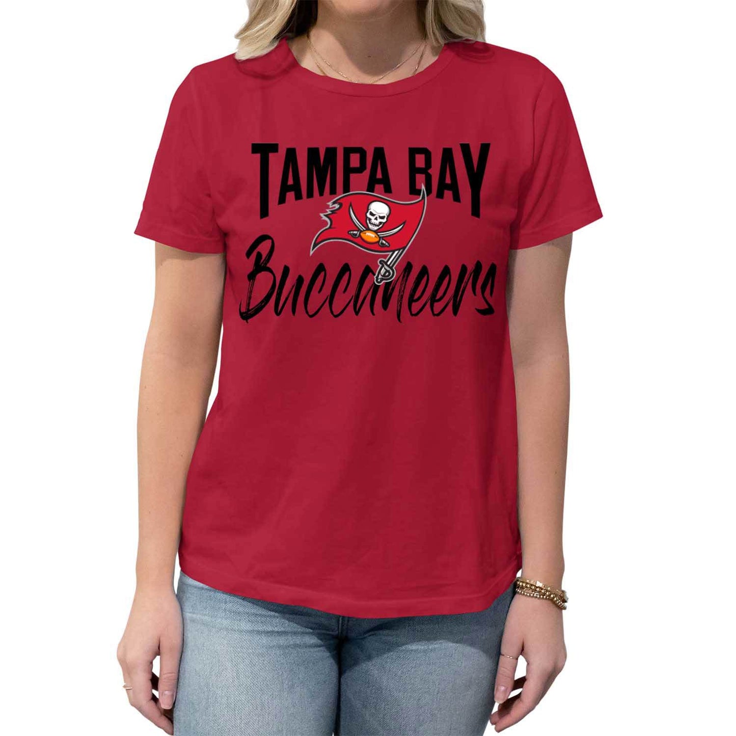 Tampa Bay Buccaneers NFL Women's Paintbrush Fitted T-Shirt - Red