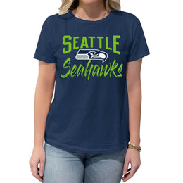 Seattle Seahawks NFL Women's Paintbrush Relaxed Fit Unisex T-Shirt - Navy