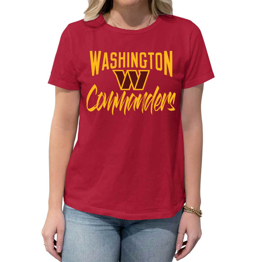 Washington Commanders NFL Women's Paintbrush Relaxed Fit Unisex T-Shirt - Maroon