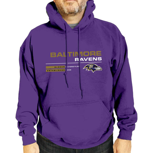 Baltimore Ravens Adult NFL Speed Stat Sheet Fleece Hooded Sweatshirt - Purple