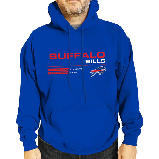 Buffalo Bills Adult NFL Speed Stat Sheet Fleece Hooded Sweatshirt - Royal
