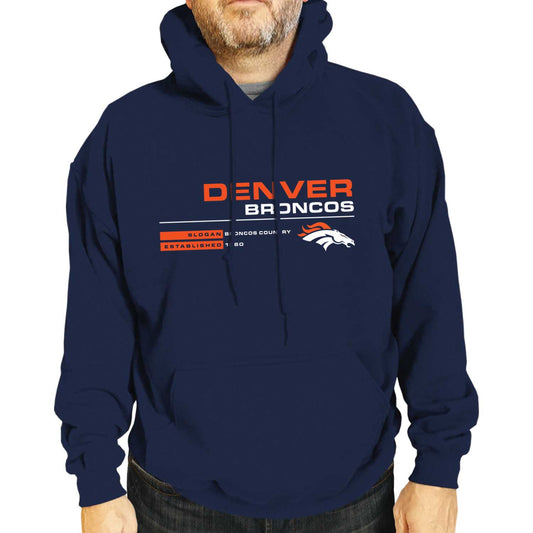 Denver Broncos Adult NFL Speed Stat Sheet Fleece Hooded Sweatshirt - Navy
