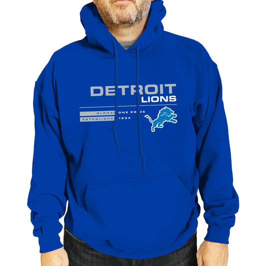 Detroit Lions Adult NFL Speed Stat Sheet Fleece Hooded Sweatshirt - Royal