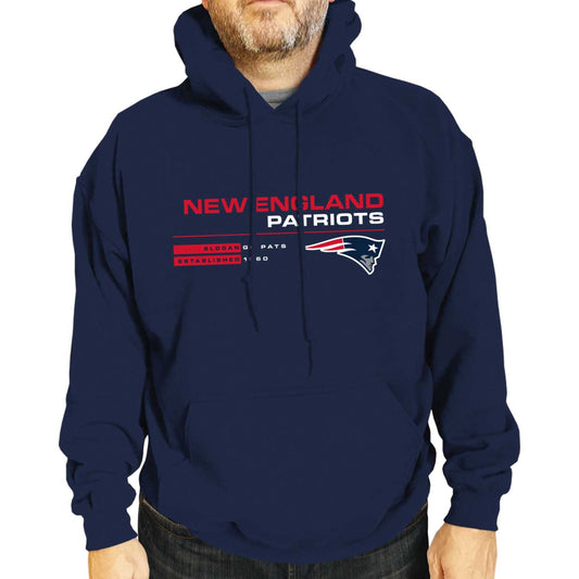 New England Patriots Adult NFL Speed Stat Sheet Fleece Hooded Sweatshirt - Navy