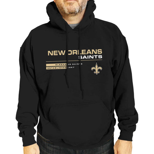 New Orleans Saints Adult NFL Speed Stat Sheet Fleece Hooded Sweatshirt - Black