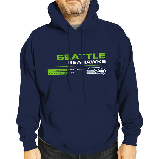 Seattle Seahawks Adult NFL Speed Stat Sheet Fleece Hooded Sweatshirt - Navy