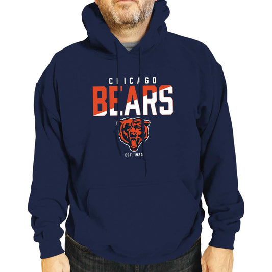 Chicago Bears Adult NFL Diagonal Fade Fleece Hooded Sweatshirt - Navy