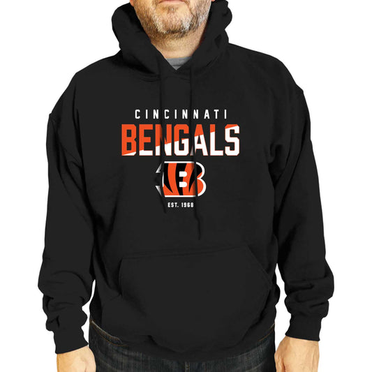 Cincinnati Bengals Adult NFL Diagonal Fade Fleece Hooded Sweatshirt - Black