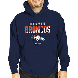 Denver Broncos Adult NFL Diagonal Fade Fleece Hooded Sweatshirt - Navy