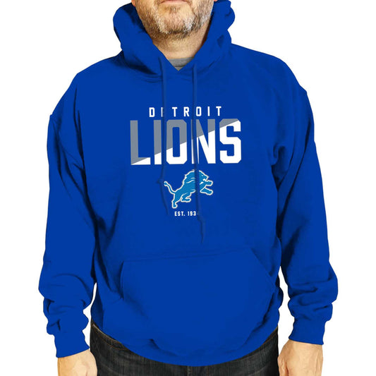 Detroit Lions Adult NFL Diagonal Fade Fleece Hooded Sweatshirt - Royal