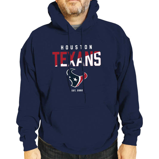 Houston Texans Adult NFL Diagonal Fade Fleece Hooded Sweatshirt - Navy